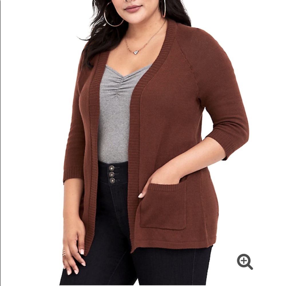 Torrid Brown Open Stitched Cardigan size 1